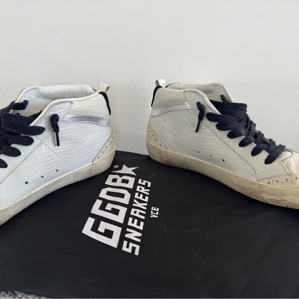 Golden Goose Midstar Mock-Croc Mixed Leather Sneakers